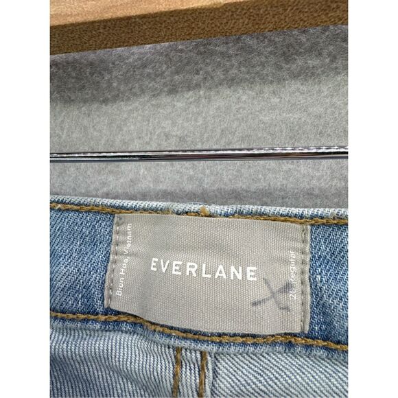 Everlane Womens Light Faded Blue Raw Hem Straight Leg Kick Crop Denim Jeans Size - Picture 6 of 12